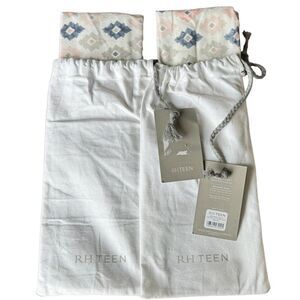 Restoration Hardware Teen Distressed Ikat Print Boudoir Pillow Sham Pair NEW